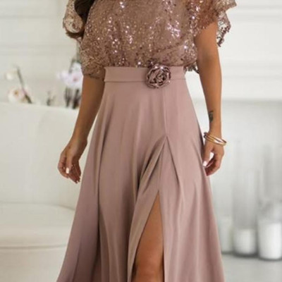 Dámske spoločenské šaty VENEZIA bledo hnedé