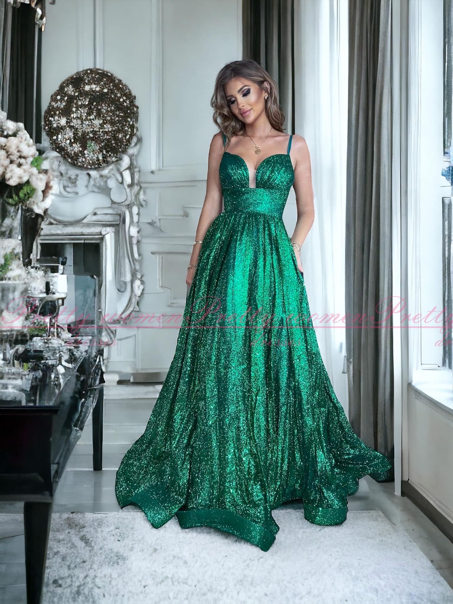 Dámske spoločenské šaty GLOSSY zelená