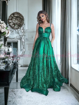 Dámske spoločenské šaty GLOSSY zelená