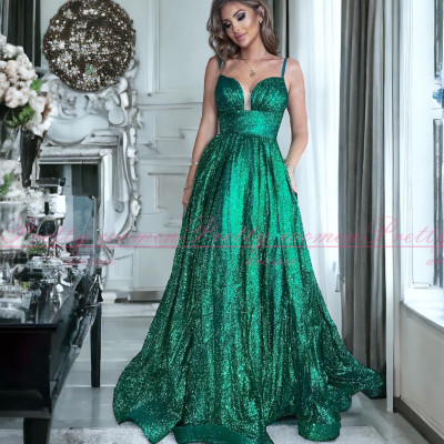 Dámske spoločenské šaty GLOSSY zelená