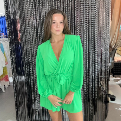 Nohavicový overal FLOWER neón zelená