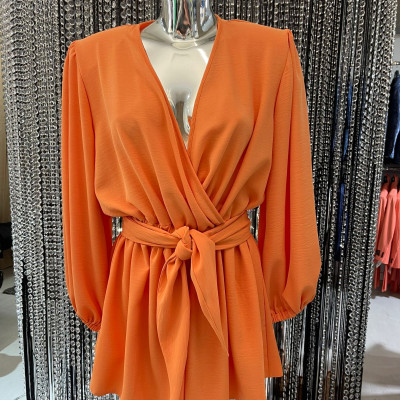 Nohavicový overal FLOWER oranž-neón