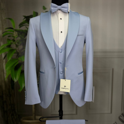 Slávnostný pánsky oblek OLIVER bledo-modrý