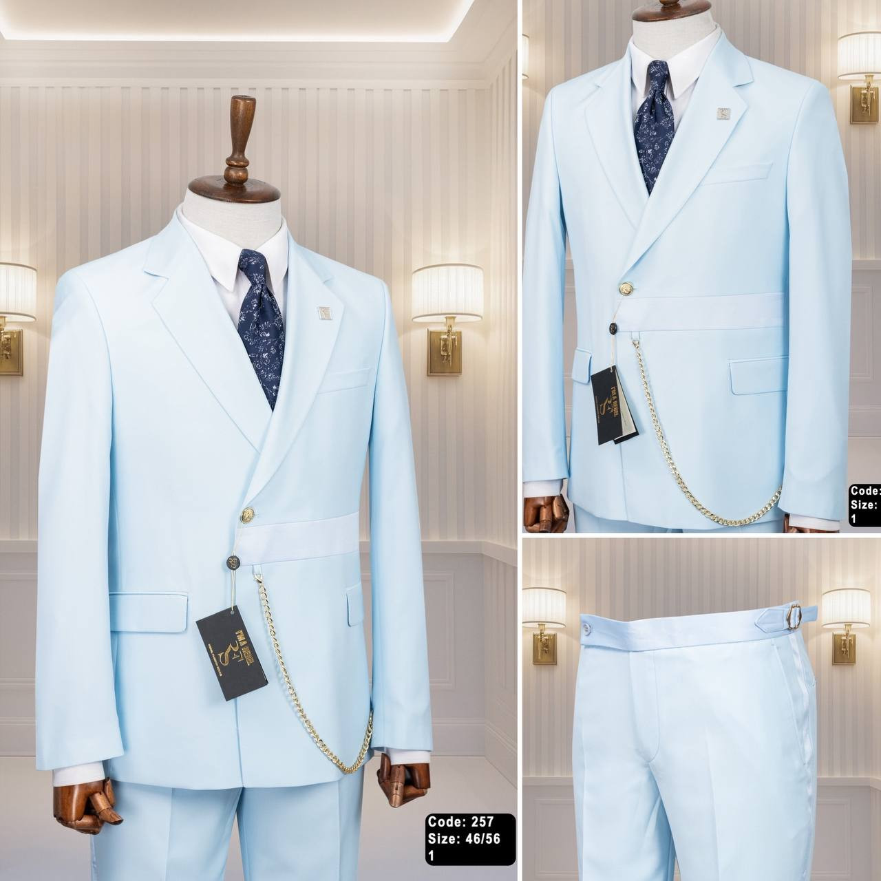 Slávnostný oblek Konrád bledo-modrý