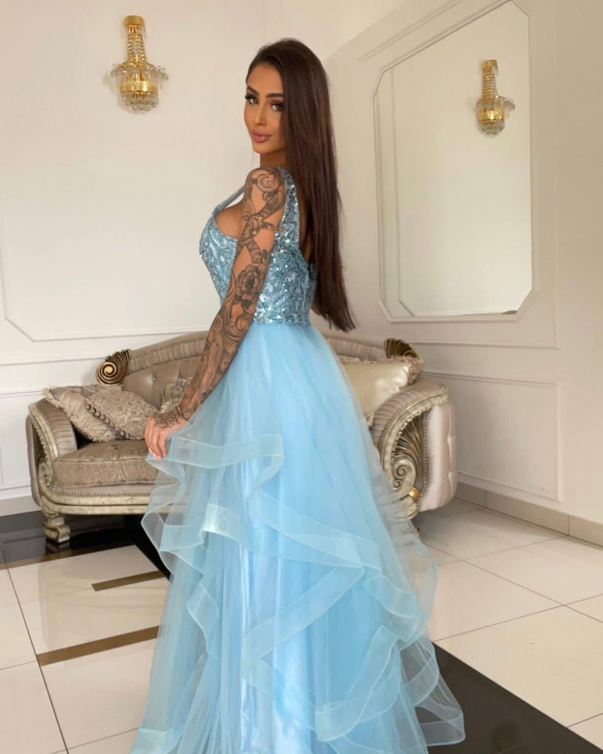 Dámske spoločenské šaty LOVE modré