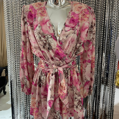 Nohavicový overal FLOWER ružový kvet