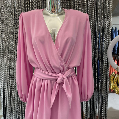 Nohavicový overal FLOWER baby-ružové