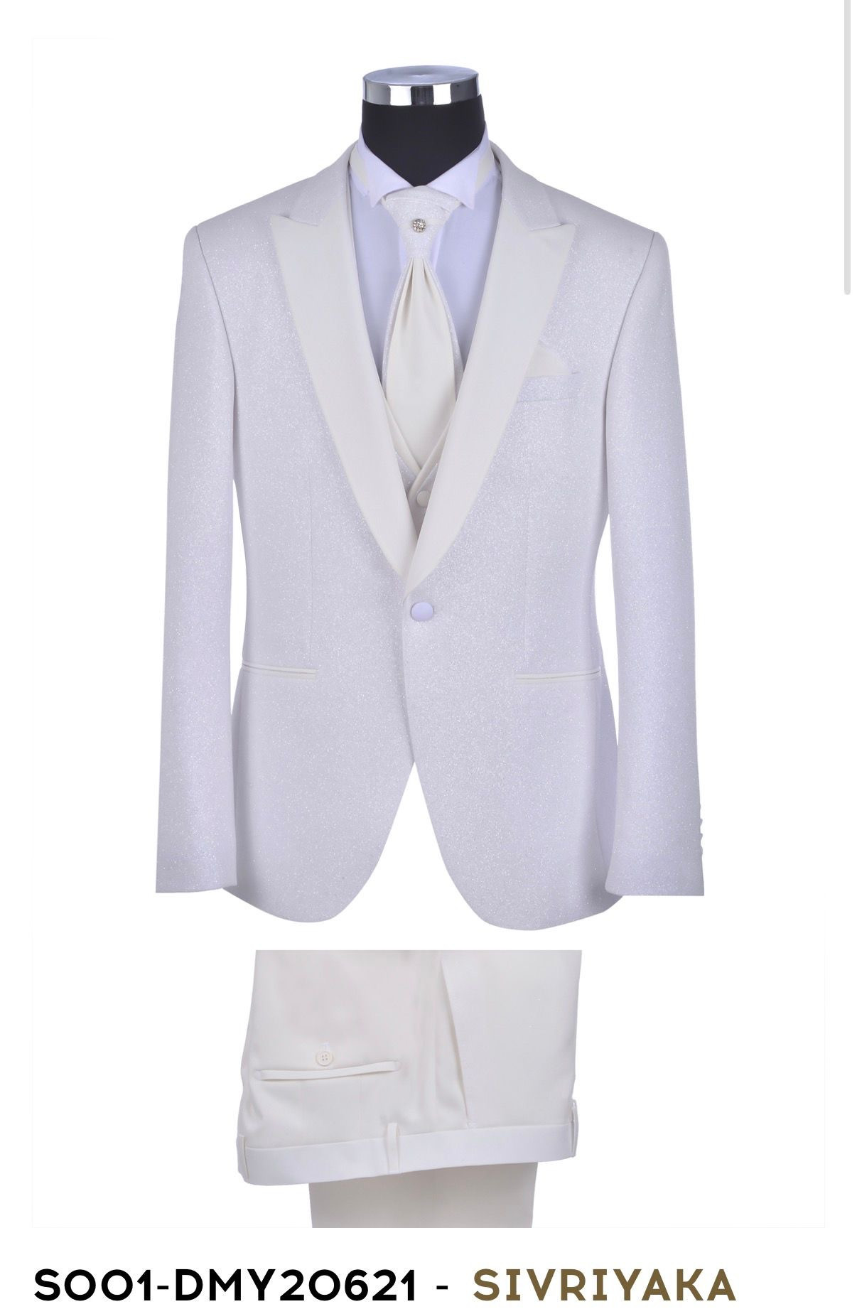 Slávnostný oblek S001-DMY 20621 biely