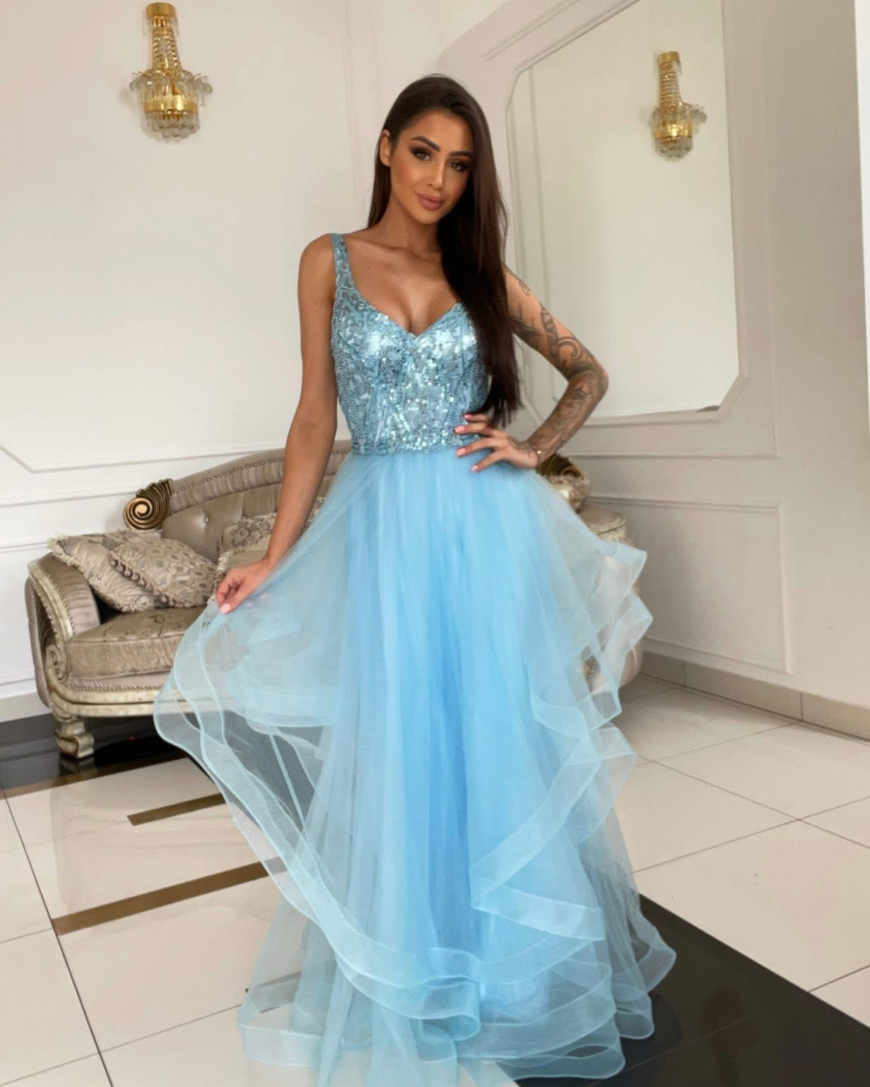 Dámske spoločenské šaty LOVE modré