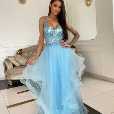 Dámske spoločenské šaty LOVE modré