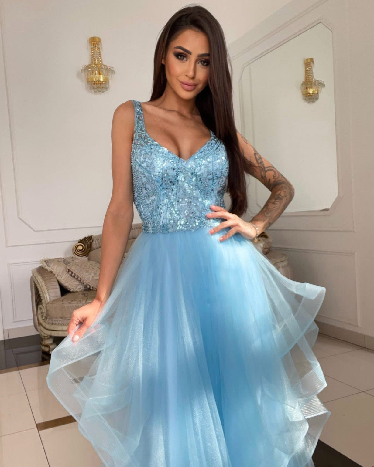 Dámske spoločenské šaty LOVE modré